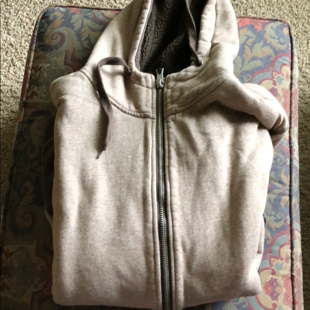 Brown fleece sweatshirt.
